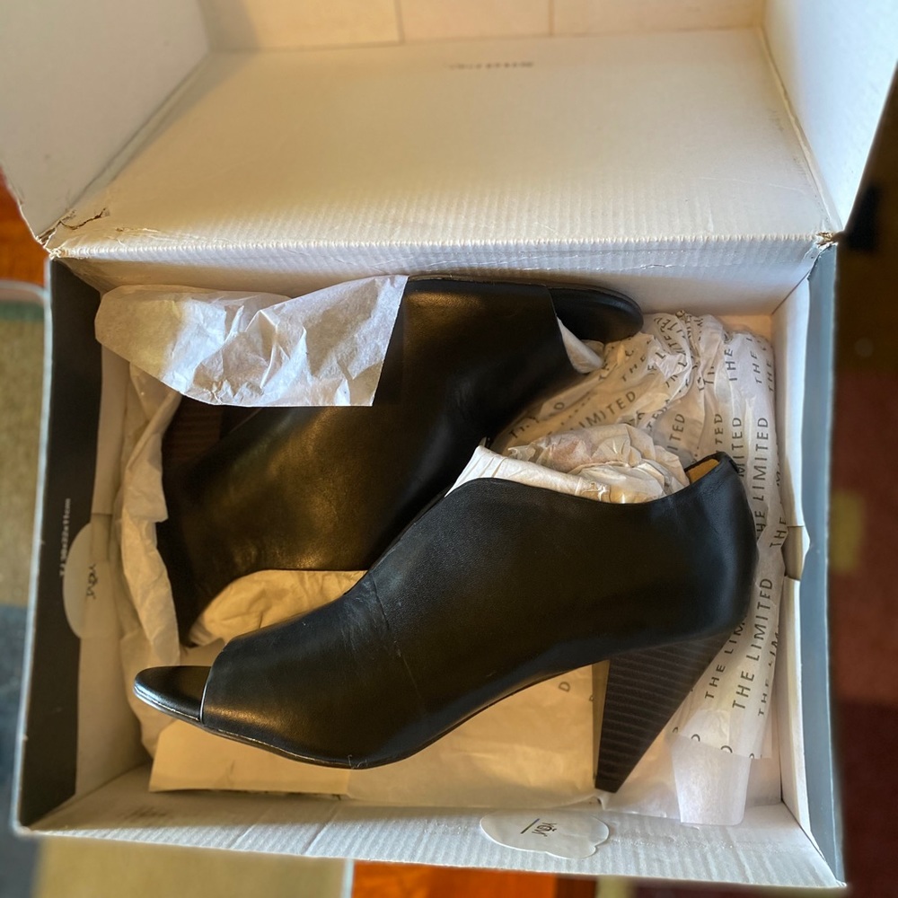 The Limited Black Open-Toe Leather Booties - Picture 8 of 9